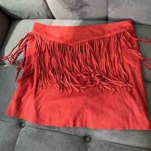Red skirt with fringe